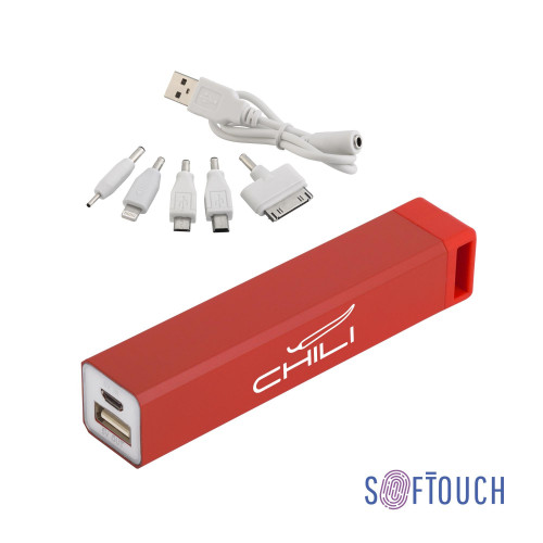 Зарядное устройство "Chida" 2800 mAh, красный, покрытие soft touch#, цвет красный