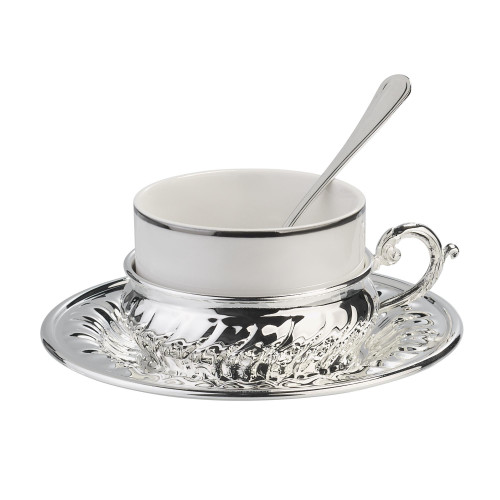 Набор для чая "Богемия", на 1 персону, цвет белый с серебром