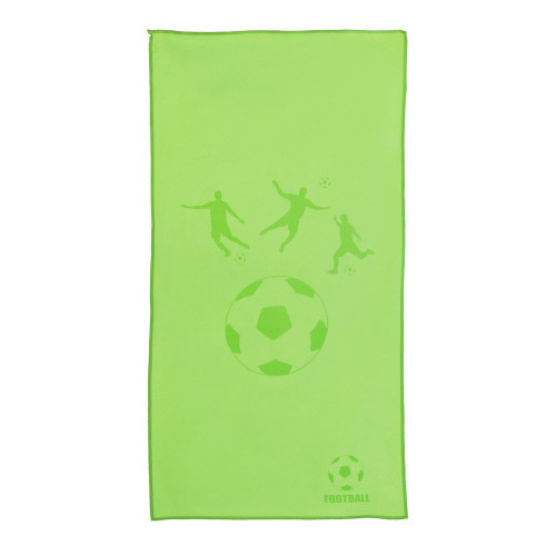 Салфетка из микрофибры спортивная "Тонус" с гравировкой "Футбол", цвет зеленое яблоко
