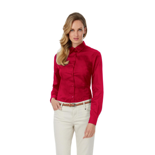 Рубашка женская с длинным рукавом Sharp LSL/women, цвет темно-красный