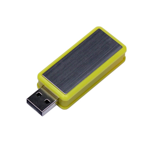 USB 2.0- флешка промо на 64 Гб прямоугольной формы, выдвижной механизм