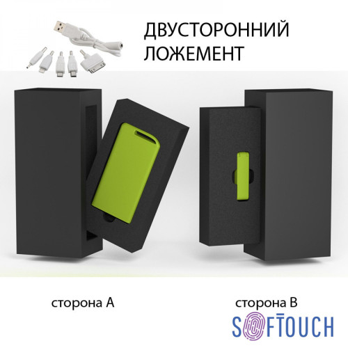 Набор зарядное устройство "Theta" 4000 mAh + флеш-карта "Case" 8Гб  в футляре, покрытие soft touch, цвет зеленое яблоко